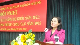 Chủ tịch HĐND TPHCM Nguyễn Thị Lệ phát biểu tại hội nghị. Ảnh: CAO THĂNG