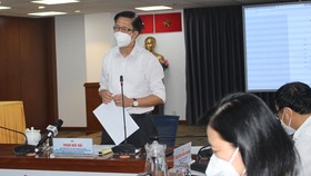 Phó Trưởng Ban Tuyên giáo Thành ủy TPHCM Phạm Đức Hải, kiêm Phó Trưởng Ban Chỉ đạo phòng chống dịch Covid-19 và phục hồi kinh tế TPHCM thông tin tại buổi họp báo