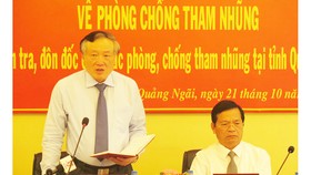 Đồng chí Nguyễn Hòa Bình làm việc với tỉnh Quảng Ngãi về phòng chống tham nhũng