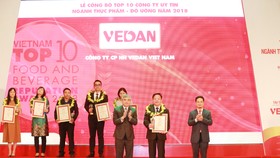 Vedan Việt Nam được vinh danh trong Top 10 công ty uy tín ngành thực phẩm - đồ uống năm 2018