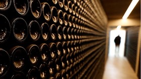 Rượu vang đỏ trong hầm rượu của Chateau Le Puy, ở Saint Cibard, Pháp, ngày 3-10-2019. Ảnh: REUTERS