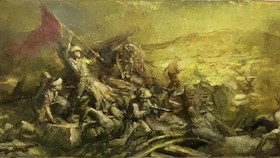 Trưng bày tranh sơn dầu khổ lớn về chiến thắng Điện Biên Phủ