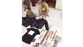 Đối tượng Trần Hồng Quang bị bắt giữ cùng các dụng cụ gây án