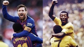 Pele đã chúc mừng Lionel Messi sau khi anh cân bằng kỉ lục ghi bàn của ông.