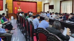 Ban tổ chức môn karate đã làm việc tại Ninh Bình ngày 18-4. Ảnh: VŨ SƠN