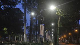                             Đèn LED chiếu sáng tại Công viên Văn Lang                 Ảnh: CAO THĂNG