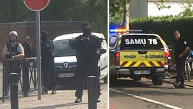 Cảnh sát phong tỏa hiện trường vụ tấn công ở Trappes, ngoại ô Paris, Pháp, ngày 23-8-2018. TWITTER