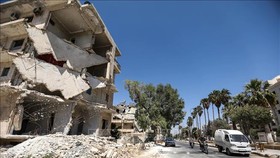 Cảnh đổ nát sau các cuộc xung đột ở thành phố Idlib, Syria ngày 25-8. Nguồn: TTXVN