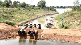 Mực nước giảm mạnh tại một hồ chứa ở Đông Bắc Thái Lan                                                                       Ảnh: Chiangrai Times