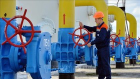 Công nhân vận hành hệ thống đường ống dẫn khí đốt tại thị trấn Boyarka, vùng Kiev, Ukraine. Ảnh: TTXVN