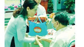 Chủ tịch HĐND TPHCM Nguyễn Thị Lệ tặng quà gia đình chính sách khu phố 1 (phường 12, quận 3, TPHCM)