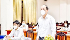 Phó Bí thư Thành ủy TPHCM Nguyễn Hồ Hải  phát biểu tại buổi sơ kết. Ảnh: THÁI PHƯƠNG