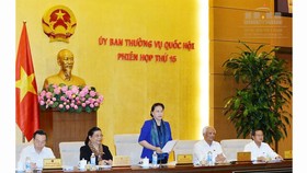 Chủ tịch Quốc hội Nguyễn Thị Kim Ngân phát biểu khai mạc phiên họp thứ 15. Ảnh: quochoi