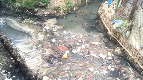 Kênh A41 (quận Tân Bình, TPHCM) luôn có rất nhiều rác thải sinh hoạt. Ảnh: THANH HẢI