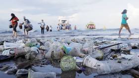 Rác thải nhựa tràn ngập bãi biển Sanur ở Bali, Indonesia. Ảnh: REUTERS