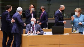 Các nhà lãnh đạo EU thảo luận tại Hội nghị thượng đỉnh EU, diễn ra ở Brussels, ngày 10-12. Ảnh: REUTERS