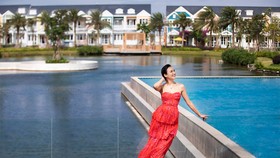 Hoa hậu Ngọc Diễm trong chuyến tham quan thực tế tại NovaWorld Phan Thiet mới đây