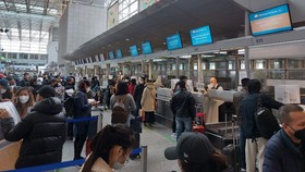 Hành khách của Vietnam Airlines làm thủ tục tại sân bay Frankfurt (Đức) ngày  25-1
