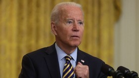 Tổng thống Joe Biden nói về việc Mỹ rút quân khỏi Afghanistan trong cuộc họp báo ngày 8/7 tại Nhà Trắng. (Hình ảnh Alex Wong / Getty)