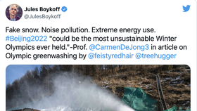 "Tuyết giả. Ô nhiễm tiếng ồn. Sử dụng năng lượng cực lớn", một bài đăng Twitter cho biết.