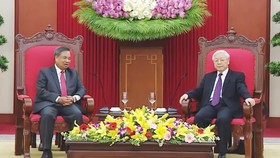 Tổng Bí thư Nguyễn Phú Trọng tiếp đoàn đại biểu Ban Tổ chức Trung ương Đảng Nhân dân Cách mạng Lào 