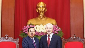 Tổng Bí thư Nguyễn Phú Trọng tiếp Phó Chủ tịch Quốc hội Lào Sengnouane Sayalat thăm chính thức Việt Nam