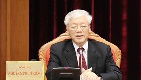 Tổng Bí thư, Chủ tịch nước Nguyễn Phú Trọng phát biểu bế mạc Hội nghị Trung ương 10. Ảnh: TTXVN