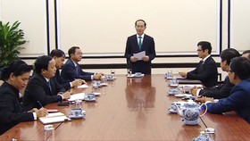 Chủ tịch nước Trần Đại Quang phát biểu tại buổi làm việc. Ảnh: VTV
