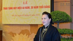 Chủ tịch Quốc hội Nguyễn Thị Kim Ngân phát biểu tại buổi lễ. Ảnh: Quochoi