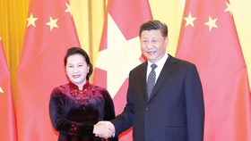 Chủ tịch Quốc hội Nguyễn Thị Kim Ngân hội kiến Tổng Bí thư, Chủ tịch Trung Quốc Tập Cận Bình. Ảnh: TTXVN