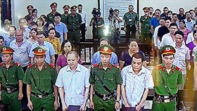 5 bị cáo trong vụ án gian lận điểm thi THPT Quốc gia năm 2018 ở Hà Giang tại phiên tòa xét xử sơ thẩm ngày 18-9