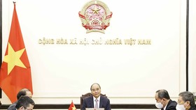 Chủ tịch nước Nguyễn Xuân Phúc cảm ơn Chính phủ và nhân dân Nhật Bản đã tích cực ủng hộ Việt Nam trong phòng, chống dịch Covid-19. Ảnh: BNG