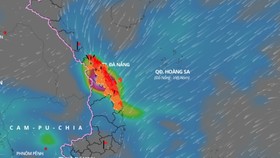 Từ sáng sớm ngày 23 đến ngày 25-10, khu vực từ Quảng Trị đến Phú Yên xảy ra mưa to đến rất to. Ảnh: VNDMS