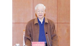 Tổng Bí thư Nguyễn Phú Trọng phát biểu chỉ đạo cuộc họp. Ảnh: TTXVN