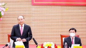Chủ tịch nước Nguyễn Xuân Phúc phát biểu tại cuộc làm việc. Ảnh: Báo Nghệ An