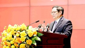 Thủ tướng Phạm Minh Chính phát biểu tại Hội nghị Công an toàn quốc. Ảnh: VIẾT CHUNG