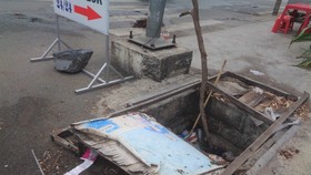 Hố nguy hiểm chực chờ người đi đường