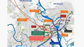 Bản đồ vị trí nghiên cứu kéo dài tuyến metro Bến Thành - Suối Tiên. Ảnh: BQL Đường sắt đô thị TPHCM