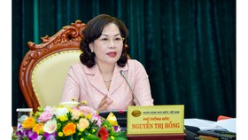 Phó Thống đốc NHNN Nguyễn Thị Hồng trao đổi thông tin với báo chí. Ảnh: VGP