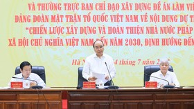 Chủ tịch nước Nguyễn Xuân Phúc phát biểu tại cuộc làm việc. Ảnh: Mặt trận