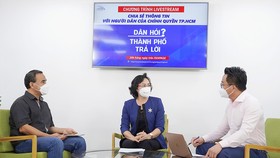 Phó Chủ tịch UBND TPHCM Phan Thị Thắng tham dự chương trình Dân hỏi - Thành phố trả lời. Ảnh: TTBC TPHCM