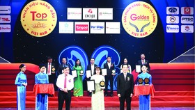 Phó giám đốc Hà Hòa Bình, Đại diện Công ty Vedan Việt Nam nhận chứng nhận  “Tốp 10 Sản phẩm vàng Việt Nam”