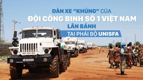 Dàn xe “khủng” của Đội công binh số 1 Việt Nam lăn bánh tại phái bộ UNISFA