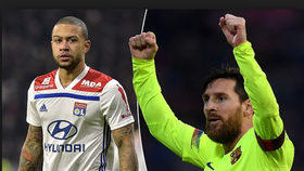 Memphis Depay (Lyon) và Lionel; Messi (Barcelona)