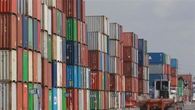 Tân cảng Cát Lái vẫn đảm bảo hoạt động thông suốt, chưa dừng tiếp nhận hàng hóa nào trong suốt thời gian qua. (Ảnh: Quang Châu/TTXVN)