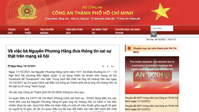 Công an TPHCM lên tiếng vụ bà Nguyễn Phương Hằng tố bị hành hung ở cơ quan điều tra