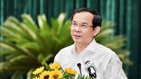 Bí thư Thành ủy TPHCM Nguyễn Văn Nên phát biểu tại hội nghị Thành ủy TPHCM lần thứ 15, ngày 5-7-2022. Ảnh: VIỆT DŨNG
