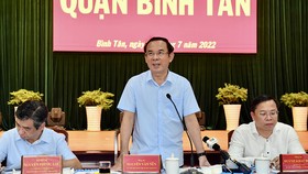 Bí thư Thành uỷ TPHCM Nguyễn Văn Nên phát biểu chỉ đạo về công tác phòng chống dịch sốt xuất huyết,phòng chống dịch Covid-19.Ảnh:VIỆT DŨNG