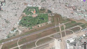 Khu vực sân bay Tân Sơn Nhất nhìn từ vệ tinh. Ảnh: Google Map