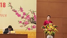 Chủ tịch Quốc hội Nguyễn Thị Kim Ngân phát biểu tại cuộc gặp mặt 